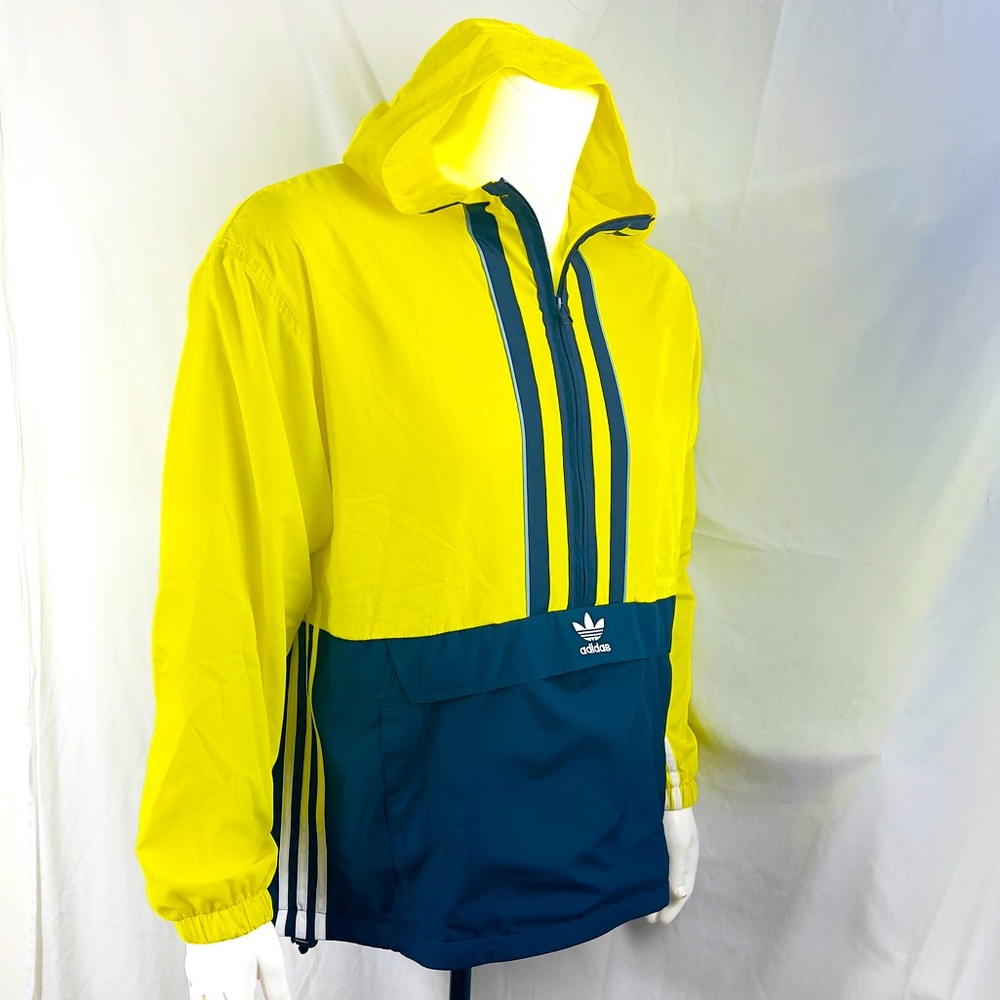 ADIDAS ORIGINAL WINDBREAKER, ANORAK HOODIE,YELLOW & BLUE,MEDIUM,100% POLYESTER - Picture 4 of 16